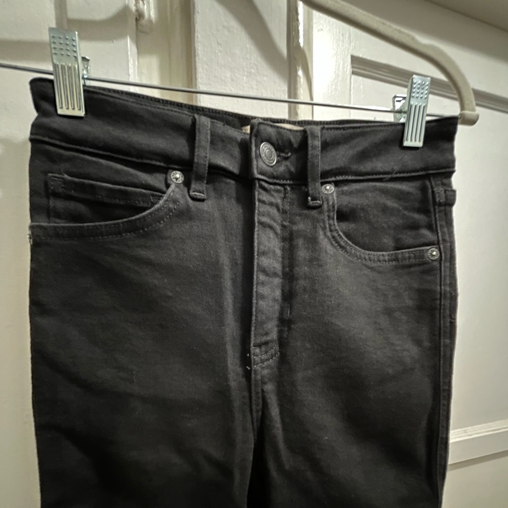 Free People We the free hi rise skinny distressed hem jeans ink black size 26 - Picture 7 of 14